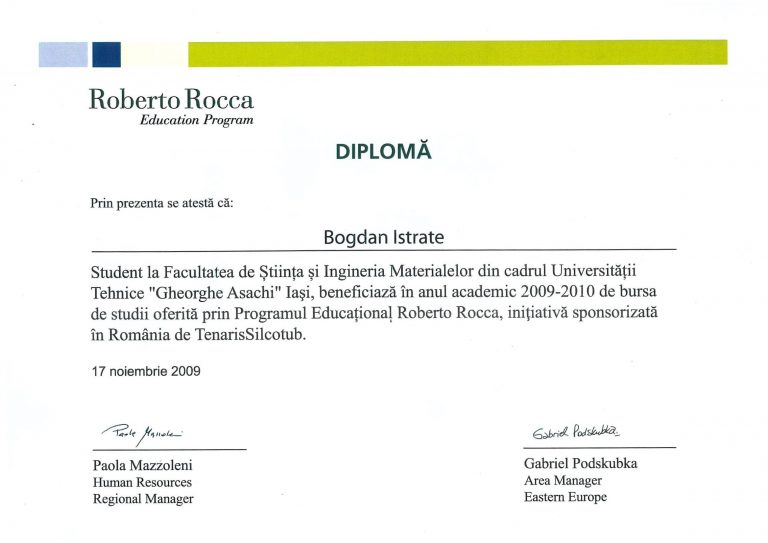 Roberto Rocca Diploma 2009